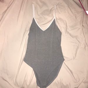 grey spaghetti strap bodysuit